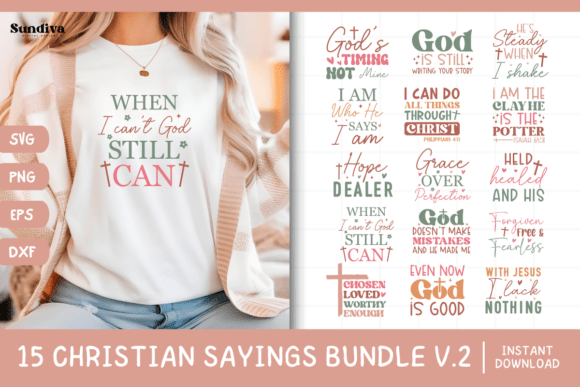 15 Christian Quotes SVG Bundle V2 for Crafts