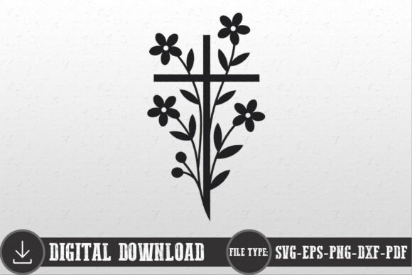 Floral Faith Cross SVG: Christian Crafts Asset