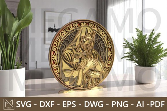 Jesus and Lamb Laser Cut SVG Wall Decor