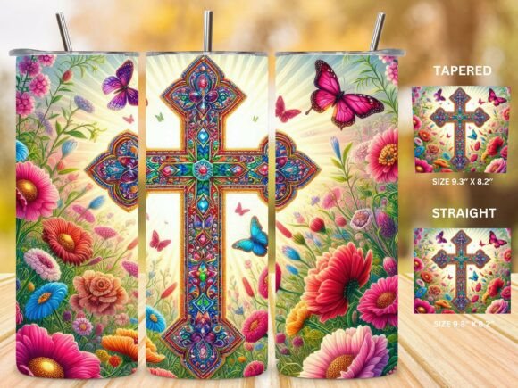 Roses Christian Cross Tumbler Wraps