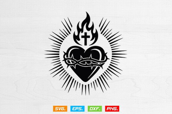 Sacred Heart of Jesus SVG & Cross SVG for Crafts