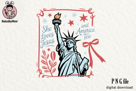 She Loves Jesus and America Sublimation Illustrations
