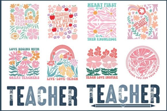 Teacher Boho SVG PNG Bundle for Crafts